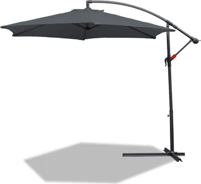 Produktbild von EINFEBEN Sonnenschirm Alu Ampelschirm ? 350cm Grau Gartenschirm mit Staender, hoehenverstellbar, klappbar, UV-Schutz 40+ Diverse Farben Wasserabweisende Marktschirm