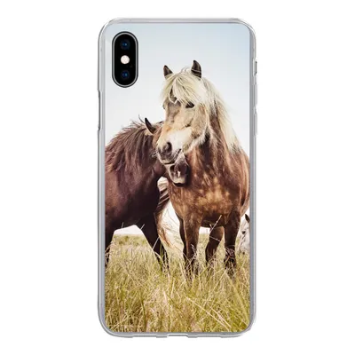 Produktbild von MuchoWow® Handyhülle Schutzhülle Hülle für iPhone Xs Pferde - Gras - Frühling Silikon Softcase Handy Hülle - Handytasche