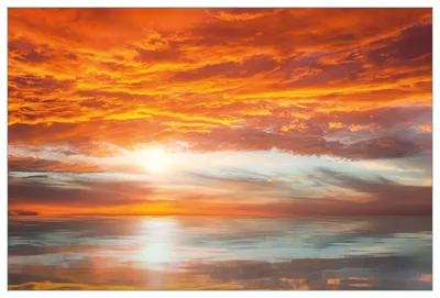 Produktbild von Wallario Küchenrückwand aus Glas, Größe: 90 x 60 cm, Motiv: Abendrot in Reflexion über dem See | Spritzschutz | abwischbar | pflegeleicht | in