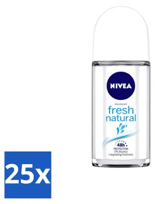 Produktbild von 25 x NIVEA Fresh Natural Deodorant Roller - 50 ml - Vorteilspackung - 25 Stücke