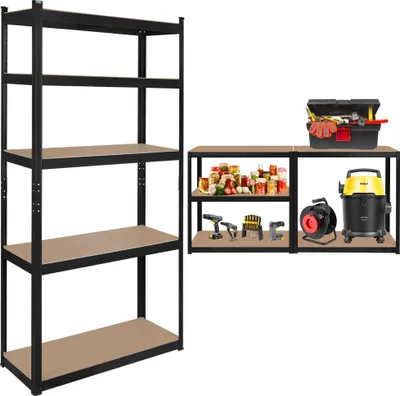 Obrázok produktu pre Kovový regál Rebel 2 v 1, 5 políc, do garáže, 180 x 90 x 40 cm, 750 kg