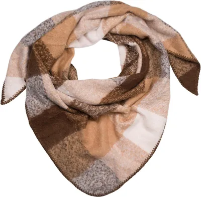 Produktbild von styleBREAKER Damen XXL Web Dreieck Schal mit buntem Karo Muster, Dreiecktuch Kariert, Winter Schal warm weich, Tuch 01020050