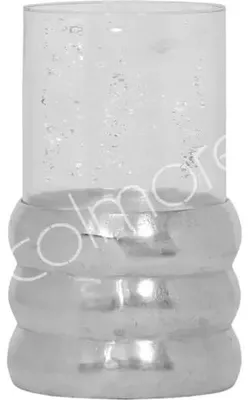 Image de Lanterne décorative en aluminium brut avec verre, dimensions : 23x23x39 cm