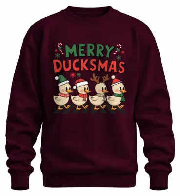 Productafbeelding van Merry Duckmas, eendenhoorn met gewei - Kersttrui, uni, bordeauxrood, maat L