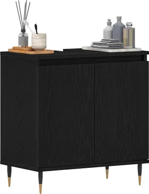 Produktbild von Möbel Spiegelschränke - Schwarz - CLORIS Waschbeckenschrank mit Tür Schwarz Eichen-Optik 58x33x60 cm,12.2 Kg - 663657