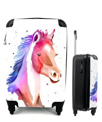 Obrázek produktu pro Kufr Příruční zavazadlo na kolečkách Malý cestovní kufr na 4 kolečkách Horse - Pink - Blue - Girls - Kids - Girls - Velikost kabiny < 55x40x23 cm a