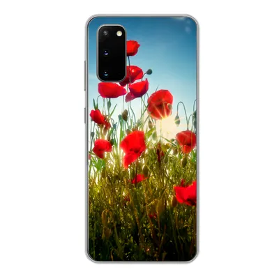 Produktbild von MuchoWow® Handyhülle Schutzhülle Hülle für Samsung Galaxy S20 Mohnblumen - Toskana - Sonne - Rot - Blau Silikon Softcase Handy Hülle - Bild