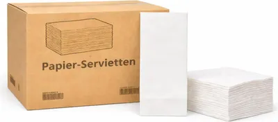 Produktbild von PACKEO Papierserviette 1/8-Falz 33×33 cm | 2-lagig | Weiß | Gastronomie Servietten(200 Stk.)
