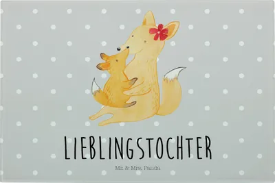 Produktbild von Mr. & Mrs. Panda Glas Schneidbrett Fuchs Mama - Grau Pastell - Geschenk, Schneidebrett Aus, Schoß, Schneidplatte, Glasbrett, Tochter, Muttertag, Hackbrett, Mutter
