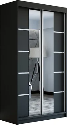 Produktbild von Schwebetürenschrank Kleiderschrank ERO 120 cm Schrank Garderobe Spiegel. Verschiedene Farben (Weiß, Schwarz, Somona). Möbel vom Hersteller!