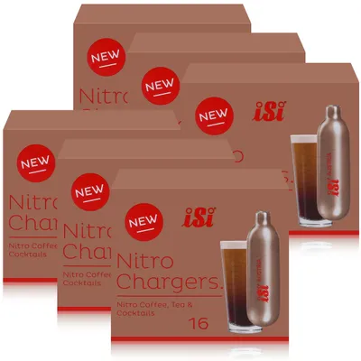 Produktbild von iSi Nitrokapseln/Nitro Chargers 16 Kapseln für Kaffee, Tee, Cocktails (6er Pack)