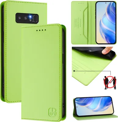 Produktbild von Lederhülle für Samsung Galaxy Note 8 Hülle Flip Brieftasche Kartenfächern Ständer Schutzhülle Grün