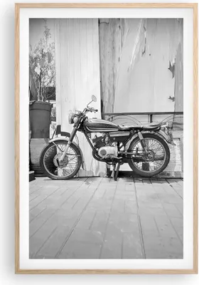 Produktbild von Gerahmtes Poster - Rahmen in heller Eiche - Alt Motorrad Schwarz und Weiß - 61x91,5 cm - Wand Bild - Wanddeko - Wandbilder - Kunstposter - Wandposter - Bilderrahmen - Bilder - P2NPA61x91-4487