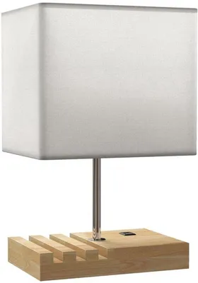 Obrázok produktu pre Nočná lampička s drevenou základňou – USB nabíjacie porty – dotykové ovládanie – lampa do spálne a pracovne