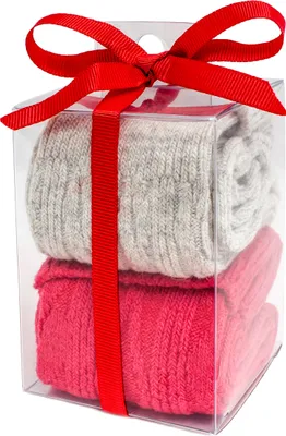Image de BRUBAJER 2 paires de chaussettes femme - Rouge, Beige - One Size 36-41