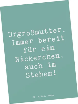 Produktbild von Mr. & Mrs. Panda Postkarte Spruch Urgroßmutter Nickerchen - Meeresbrise - Geschenk, Gelassenheit, Familientradition, persönliche Erinnerungen, Postkarten, Ansichtskarte