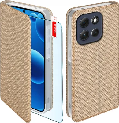 Obrázok produktu pre Puzdro s klopkou pre Motorola G56 5G, zlaté, s ochranným sklom