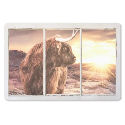 Produktbild von MuchoWow® Mauspad Mousepad Schottischer Highlander - Aussicht - Sonnenuntergang 27x18 cm - Mousepads - Maus Mat - Pad - Mausunterlage - Büroartikel - Desk Matten