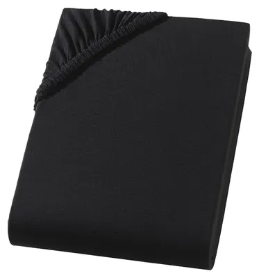 Produktbild von Jersey Spannbettlaken 180-200x200 cm Spannbettuch 100% Baumwolle Bettlaken, Schwarz