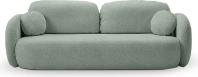 Produktbild von Sofa AMICO mit Schlaffunktion, Schlafsofa, Wohnzimmersofa, Couch, Soffa, Bettsofa, Bucle-Stoff – Grün ABRIAMO 10