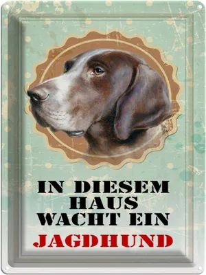 Produktbild von vianmo Blechschild 40x30 cm Hund in diesem Haus wacht ein Jagdhund