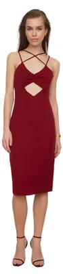 Immagine prodotto di Abito midi aderente da donna, color borgogna, taglia 62