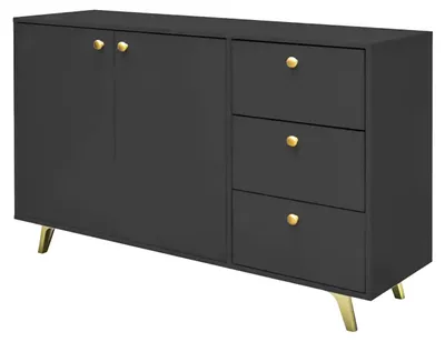 Produktbild von Masseno Kommode GALIO 100 cm Sideboard mit  Schubladen und 4 Türen für Wohnzimmer Schlafzimmer Modern 100x41x112 cm Schwarz