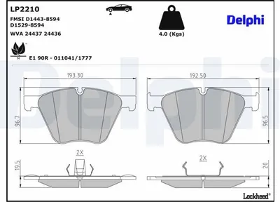 Produktbild von DELPHI Bremsbeläge Satz Vorne Bremsklötze für BMW X5 (E70) LP2210