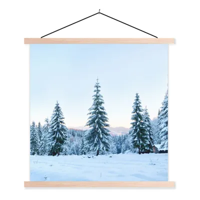 Produktbild von MuchoWow® Textilposter Winter - Schnee - Bäume 60x60 cm mit holzfarbenen Rahmen - Wanddekoration