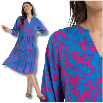 Produktbild von Kleid - Sommerkleid Größe L - Viskosekleid bunt - Blumenkleid - Damenkleid