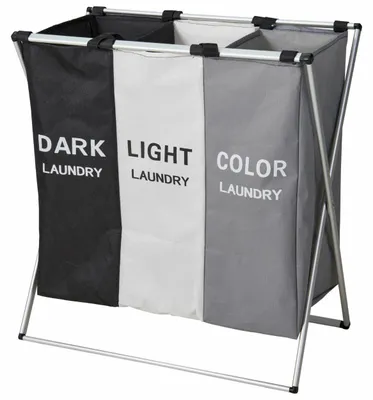 Produktbild von HOWHOMELY | Wäschekorb - Wäschesammler - 3 x 35 l - schwarz - grau - Wäschesortierer - 3 Fächern - Praktisch