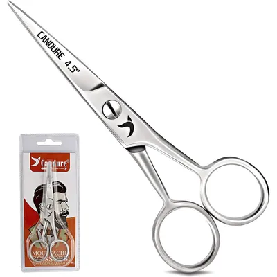 Produktbild von Bartschere Schnurrbartschere Trimmschere - Edelstahl - Gebogene Klinge - Für Bart und Nase
