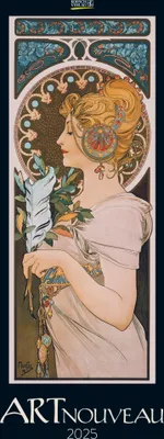 Produktbild von Wandkalender 2025 Jugendstil Kunst groß Hochformat mit tralem Kalendarium