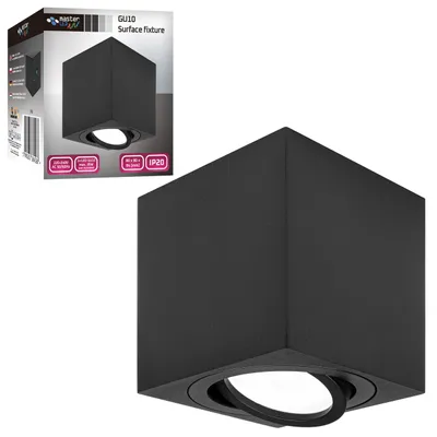 Produktbild von MasterLED LED Deckenleuchte Aufbaustrahler GU10 quadratisch 35W Schwarz - für Wohnzimmer, Büro, Flur - schwenkbar