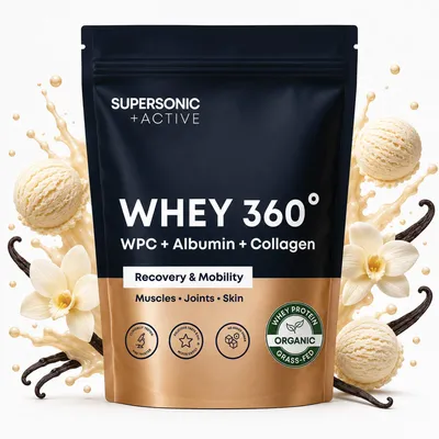 Zdjęcie produktu dla SUPERSONIC Whey 360 Wanilia 500 g – WPC, Albumina i Kolagen, 16 Porcji