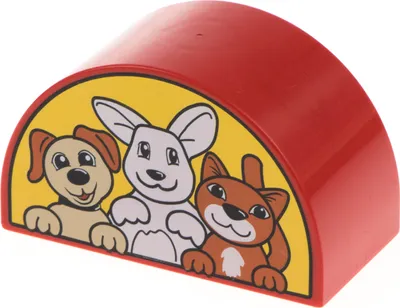 Produktbild von 1x Lego Duplo Bau Stein 2x4x2 rot doppelt gewölbt Hunde Katze Hase 31213pb021