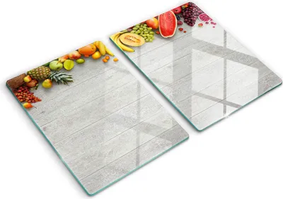 Produktbild von Abdeckung Glas - Küchenabdeckung - 2x40x52 cm - Abdeckplatte -Früchte auf Brettern