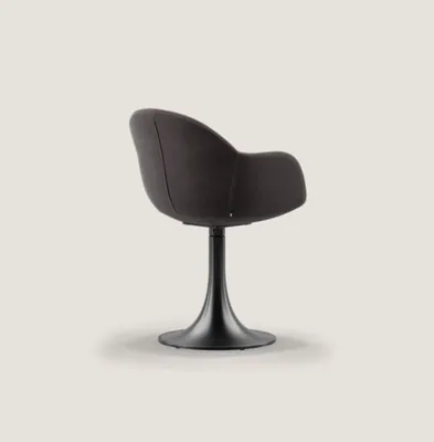 Produktbild von Designer Schwarzer Esszimmer Stuhl Mit Edelstahlfuß Luxus Einsitzer Neu