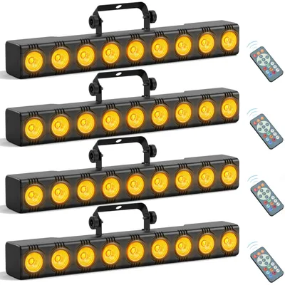 Produktbild von LED-Wandfluter - DMX-Bühnenscheinwerfer - 4er-Set - 9 RGBW-LEDs - 36 W - DMX512 - Soundsteuerung - EU-Stecker