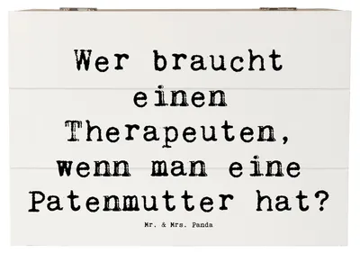 Produktbild von Mr. & Mrs. Panda Box Spruch Liebe Patenmutter 22 x 15 cm - Weiß - Geschenk, Freude, fotobox, Familienbindung, handgemacht, Erinnerungskiste, Ratgeber, truhe mit deckel
