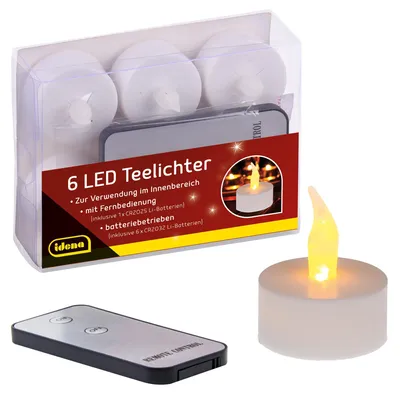 Productafbeelding van LED-theelichtjes, 6 stuks, met flikkerend licht en afstandsbediening