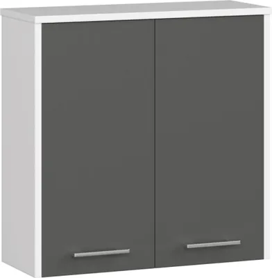 Produktbild von Badezimmer-Hängeschrank FIN Weiß, Graphitgrau 60 cm 2 Türen B60xH60xT22,5 cm