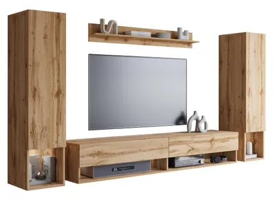 Produktbild von MINIO go for it, Wohnwand "AMY II", hängend, 4-Teilig, Wotan Eiche Farbe