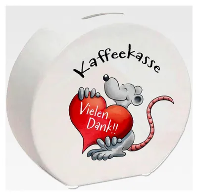 Produktbild von Spardose aus Keramik für die Kaffeekasse mit den Abmessungen 14 x 13 x 5 cm