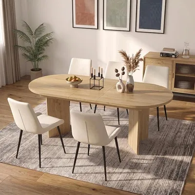 Imagen del producto de Mesa extensible para 6-8 personas, mesa de cocina de 120-160 cm