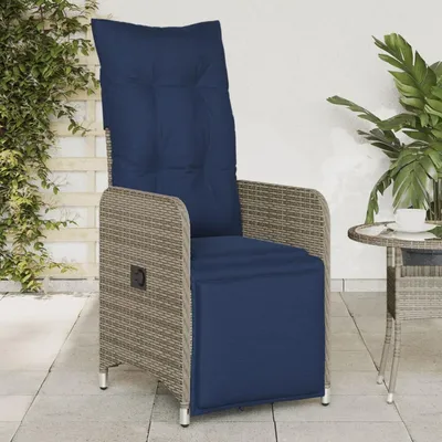 Produktbild von Verstellbarer Gartensessel aus grauem Polyrattan mit Kissen