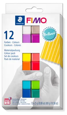 Produktbild von STAEDTLER Modelliermasse FIMO soft, 12 Halbblöcke á 25g, brilliant colours, für Einsteiger und Hobbykünstler