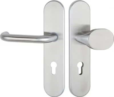 Produktbild von Hermat Langschild-Garnitur 1801 BASIC 01 (Ausführung: Klinke-Knauf, Entfernung: 92 mm) Ausführung: Klinke-Knauf Entfernung: 92 mm