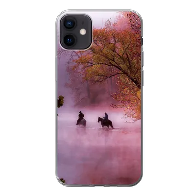 Produktbild von MuchoWow® Handyhülle Schutzhülle Hülle für iPhone 12 mini Pferde - Nebel - Wald Silikon Softcase Handy Hülle - Bild