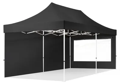 Zdjęcie produktu dla 3x6 m Namiot Ekspresowy, ECONOMY Stal 30mm, ze ścianami bocznymi, okna panoramiczne, czarny